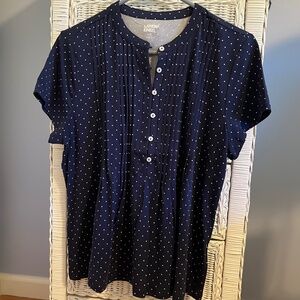 Lands' End Women's Lightweight Jersey Button Pintuck Top Sz M